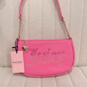NEW Juicy Couture Pink Lemonade Be‎ Classic ll Shoulder Bag with Rhinestones Y2K